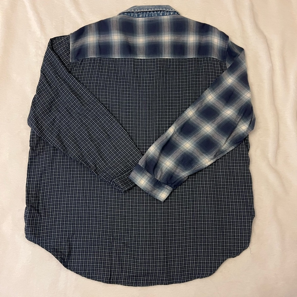 NWT Women’s American Eagle Outfitters Mixed Plaid Blue Shirt - Picture 3 of 5